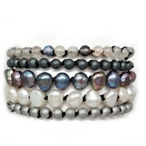 Handmade 5 Wrap Bracelet Necklace Freshwater Pearl